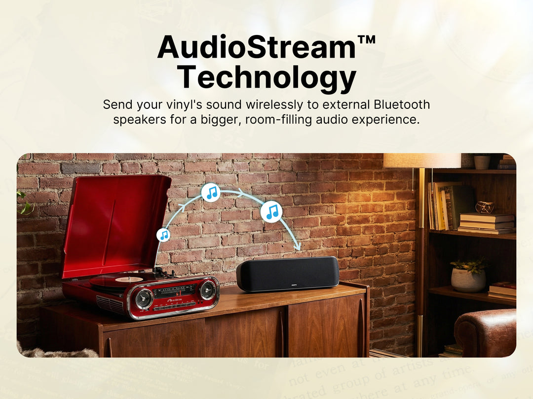 Woodward 7-in-1 Turntable Music Center with AudioStream™