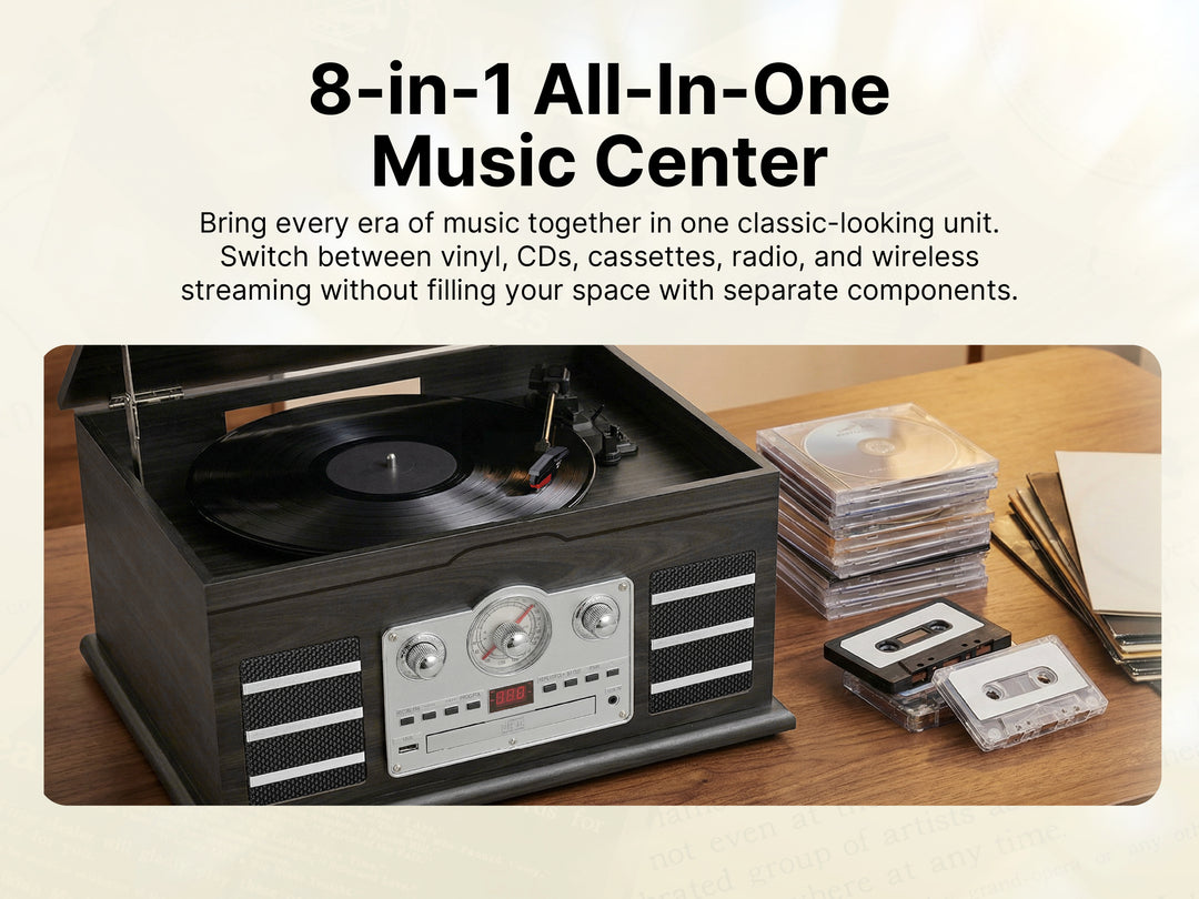 Roxbury 8-in-1 Turntable Music Center with AudioStream™