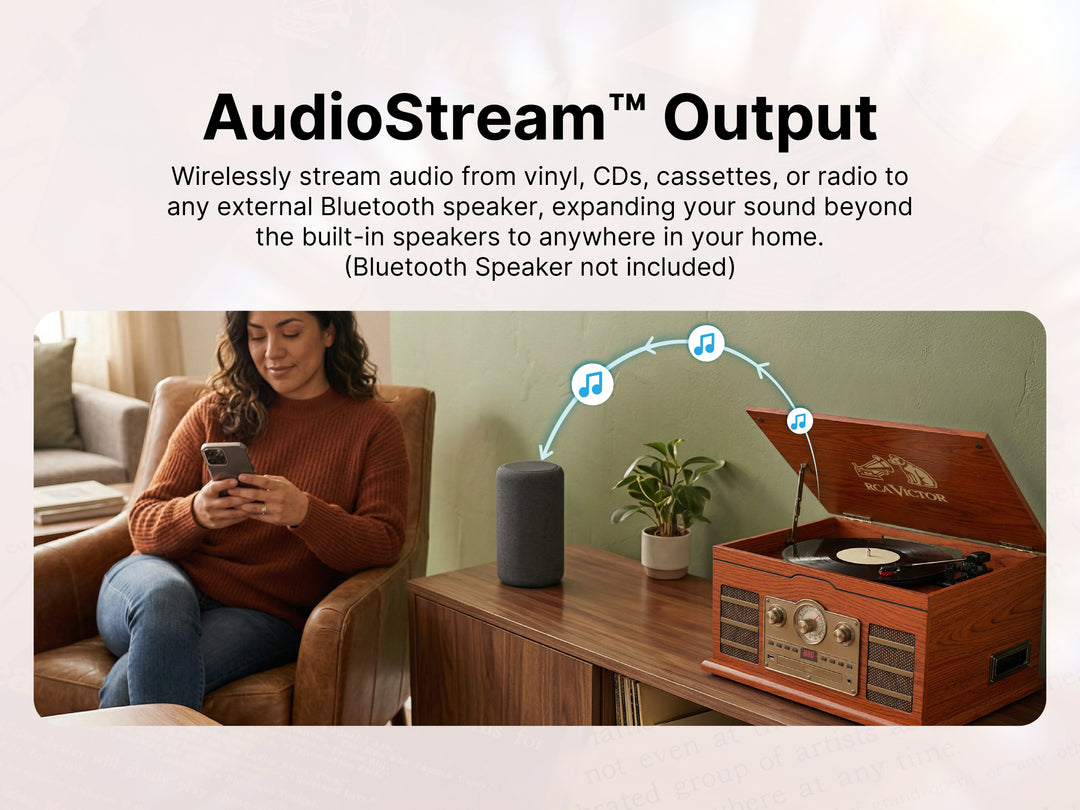 Roxbury 8-in-1 Turntable Music Center with AudioStream™