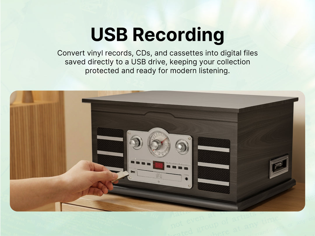 Roxbury 8-in-1 Turntable Music Center with AudioStream™