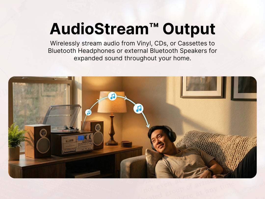 Wells 8-in-One Turntable Music Center with AudioStream™
