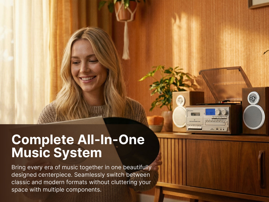 Wells 8-in-One Turntable Music Center with AudioStream™