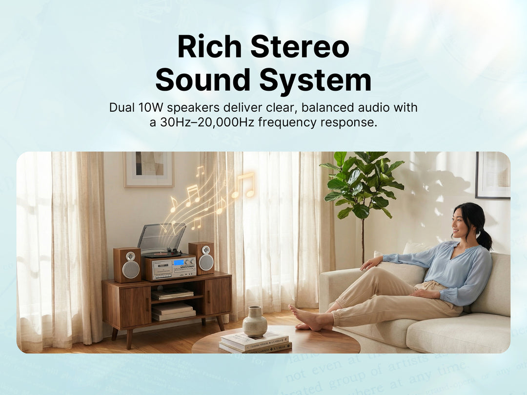 Wells 8-in-One Turntable Music Center with AudioStream™