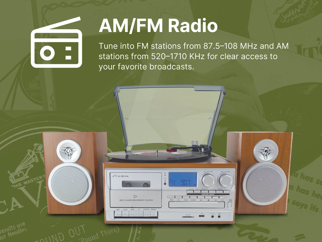 Wells 8-in-One Turntable Music Center with AudioStream™