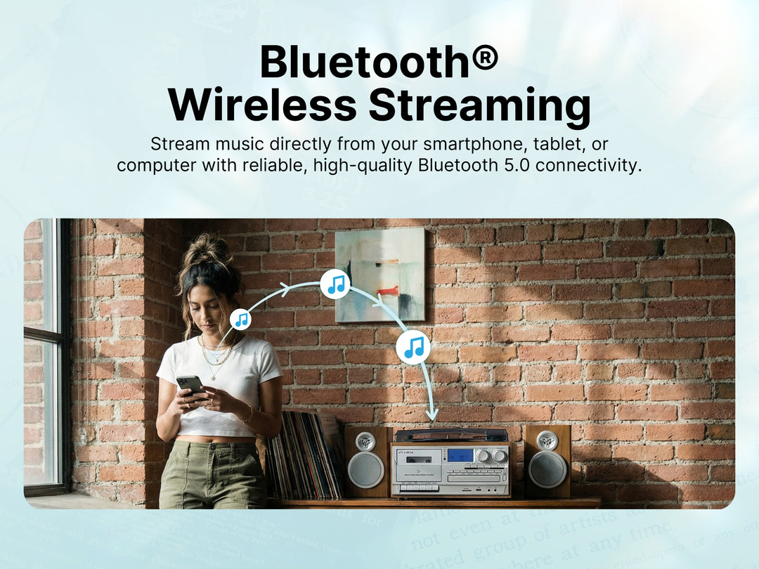 Wells 8-in-One Turntable Music Center with AudioStream™