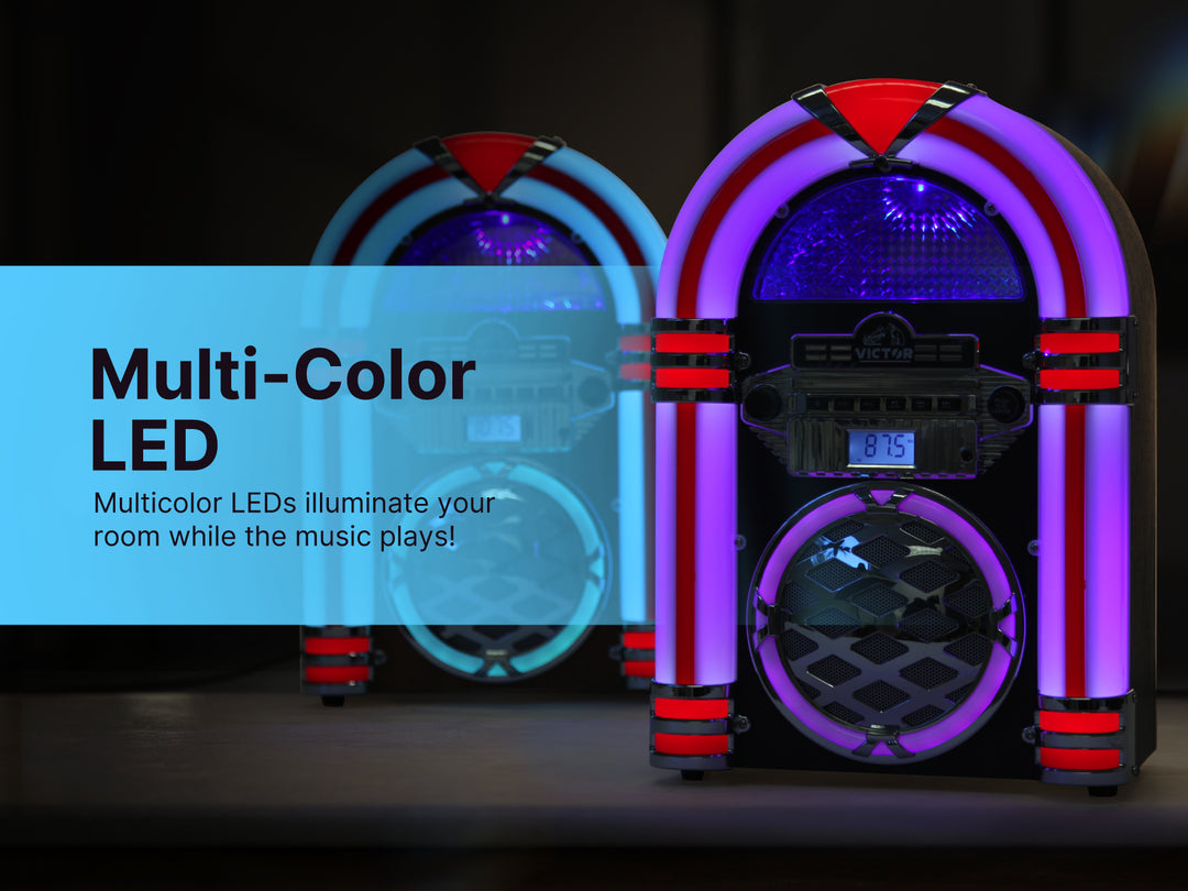 WILSHIRE 

Desktop Bluetooth® Jukebox with Multicolor LED Lighting