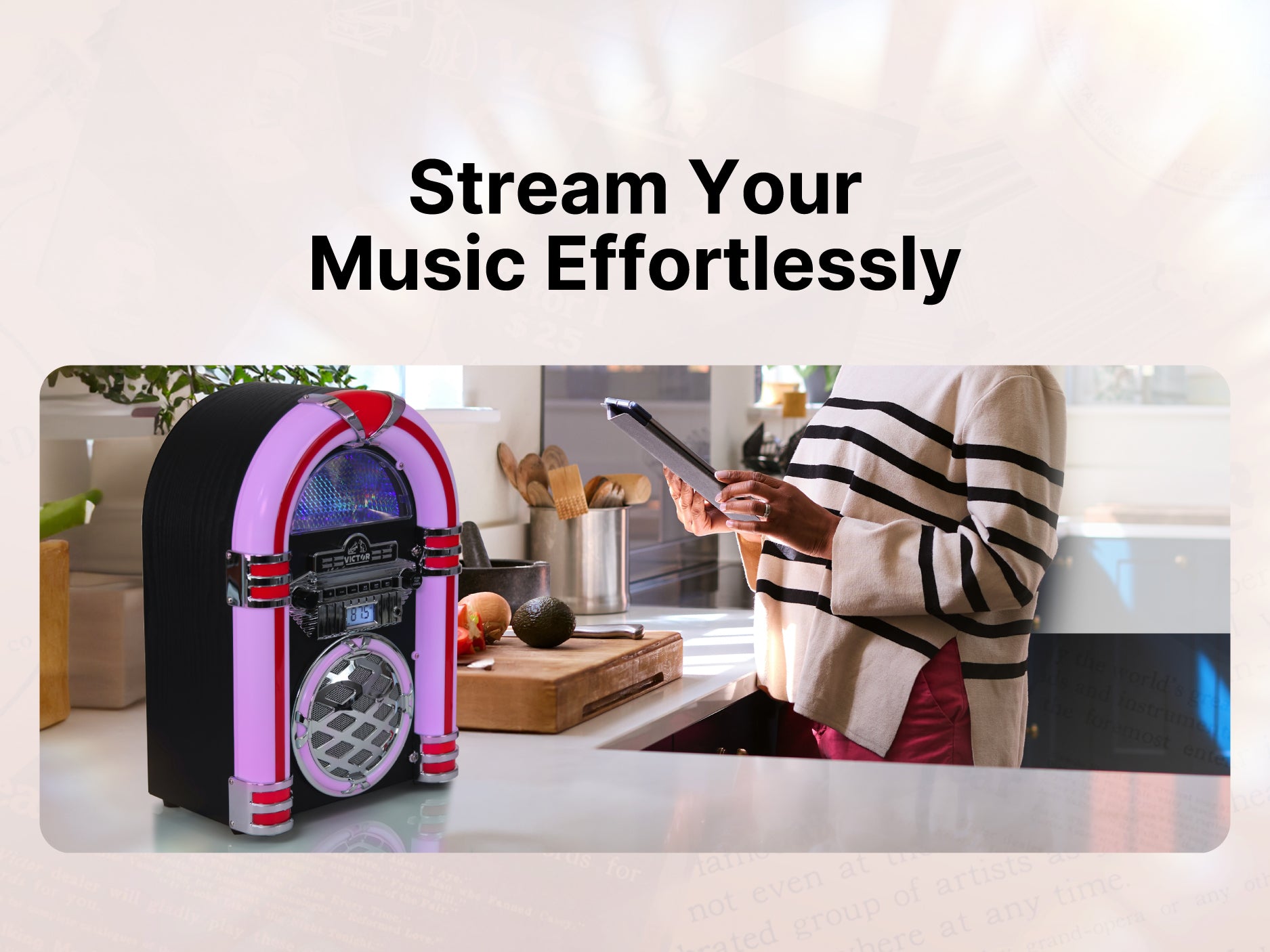 WILSHIRE Desktop Bluetooth® Jukebox with Multicolor LED Lighting