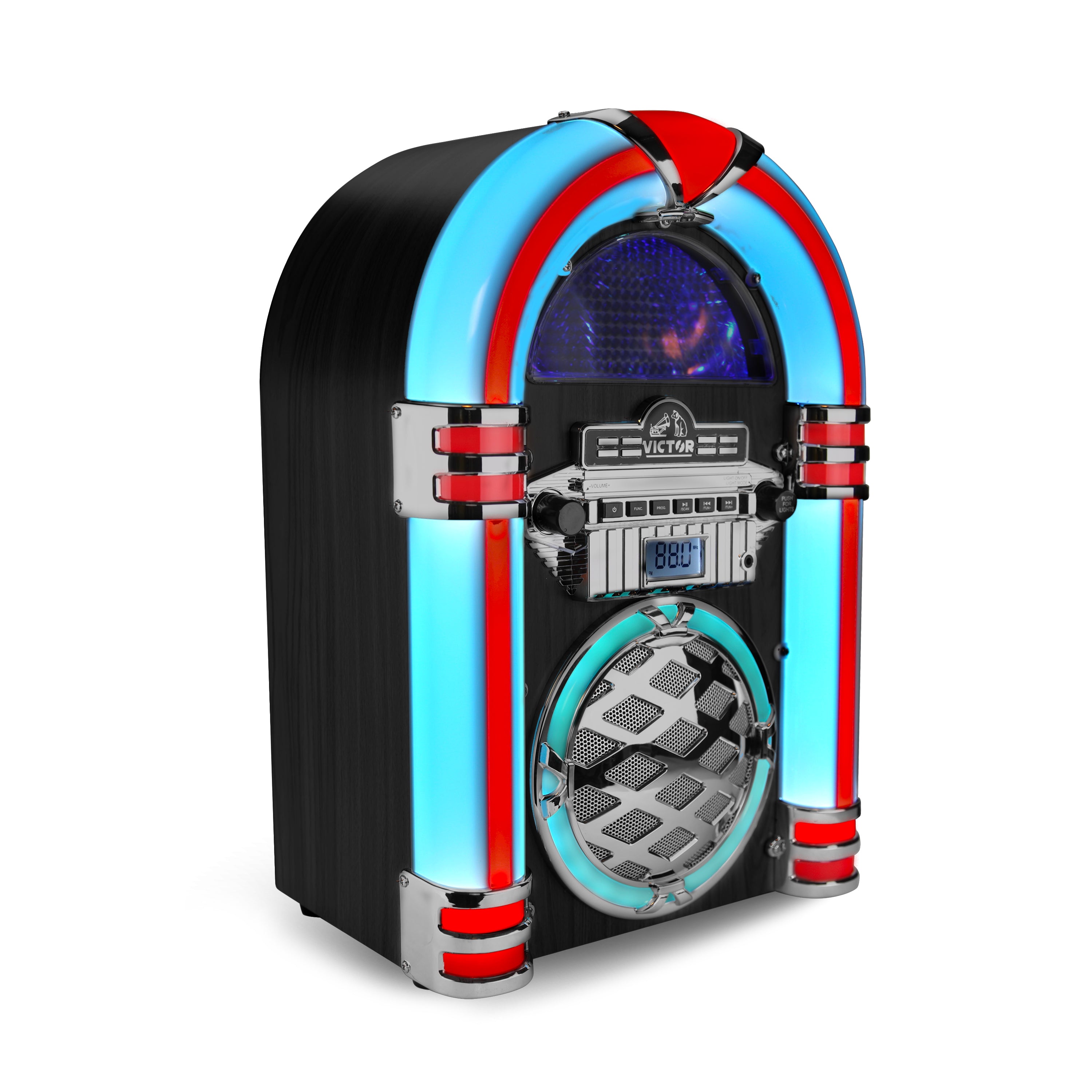 WILSHIRE Desktop Bluetooth® Jukebox with Multicolor LED Lighting