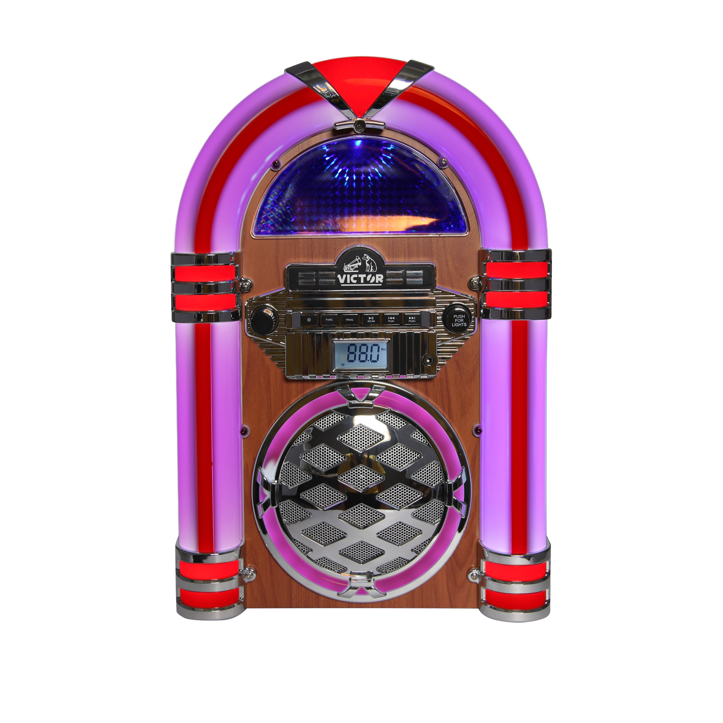 WILSHIRE Desktop Bluetooth® Jukebox with Multicolor LED Lighting