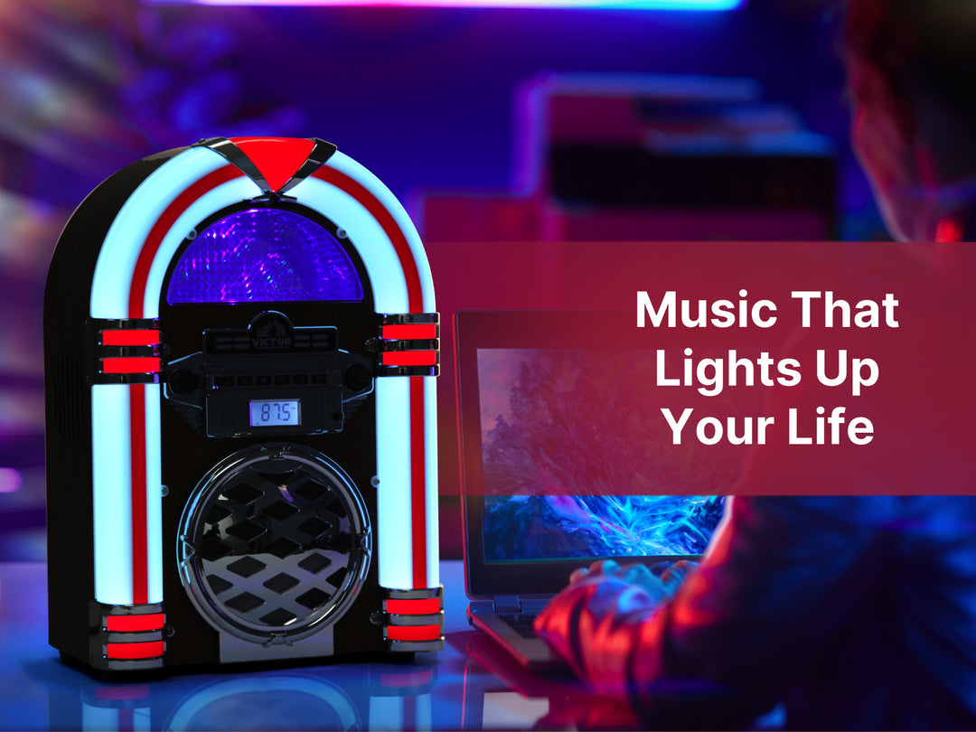 BROADWAY Desktop Bluetooth® Jukebox with Multicolor LED Lighting BROADWAY Desktop Bluetooth® Jukebox with Multicolor LED Lighting