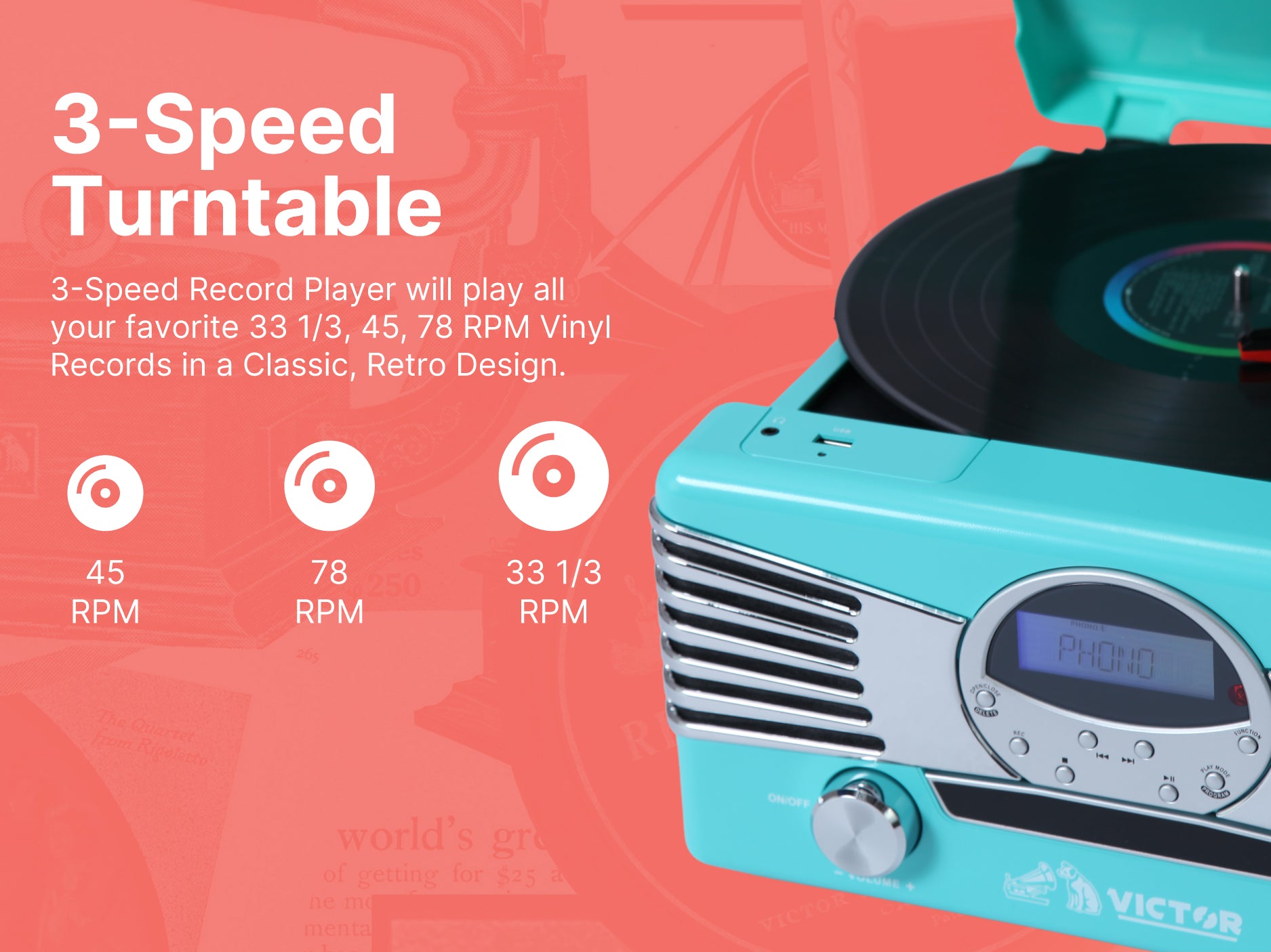 Diner 7-in-1 Turntable Music Center – victoraudio