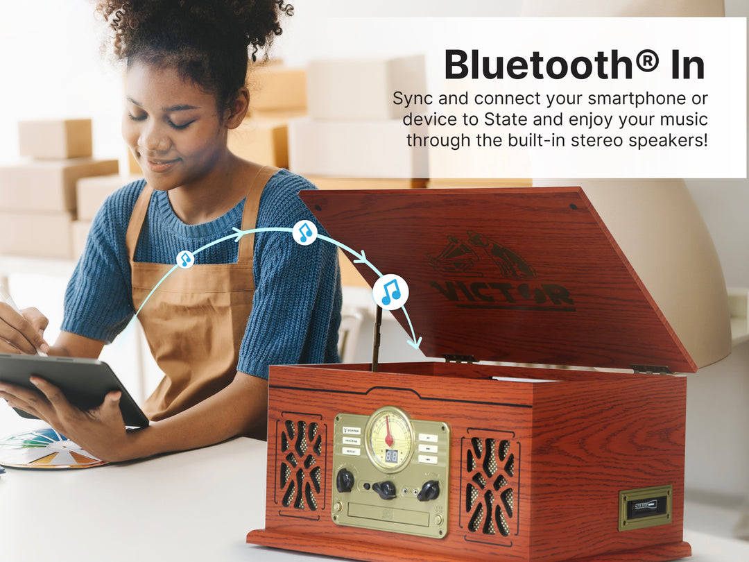State
7-in-1 Wood Music Center