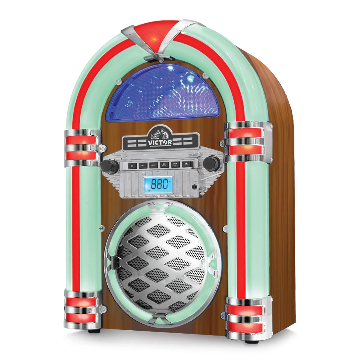 WILSHIRE Desktop Bluetooth® Jukebox with Multicolor LED Lighting ...
